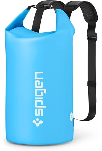 Spigen Dry Bag 30L [Aqua Shield] wasserdichte Tasche & wasserfester Rucksack für Strand, Schwimmen, Camping, Kajakfahren, Bootfahren - Sea Blue