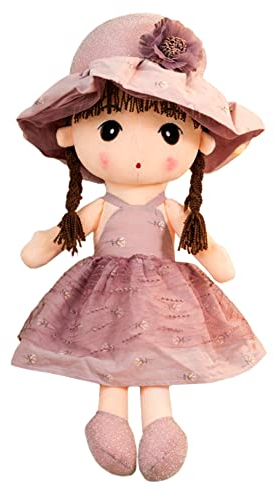 SHAVERUSH 45CM Stoffpuppe Mädchen, Schöne Puppe Stoffpuppe Plüsch Stofftier Spielzeug Kinder Mädchen Deko Weiche Baby Puppe für Kinder Baby Mädchen Plüsch Spielzeug, (E - Rosa)