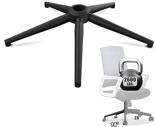 Sytopia Office Chair Base Replacement 24'' - Office Chair Base with Reinforced Metal Legs 2600lbs, Bottom Part Universal Fit for Universal Gas Cylinder & Casters – Matte Black