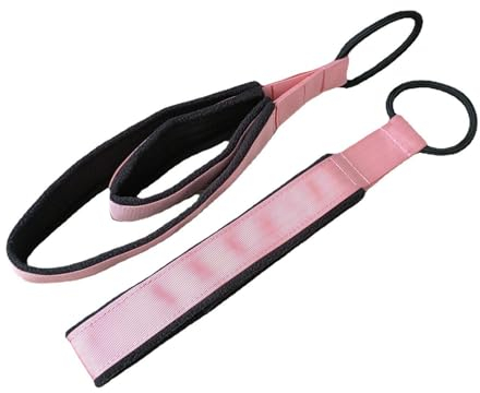 Pilates Reformer Straps, Pilates Double Loop Straps für Reformer, Fitness D-Ring Straps Double Loops gepolstert, Yoga Übung Zubehör für Home Gym Workout, Hand Fuß Griffe Pilates Reformer,Rosa