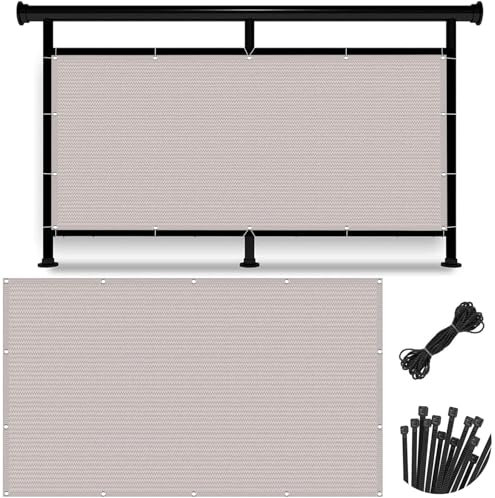 Sichtschutz Windschutz Garten 110 x 175 cm Ohne Bohren Wind-Und Uv-Schutz, Witterung, Schützt Privatsphäre mit Ösen Sichtschutzmatte Balkonbespannung, für Balkon, Weiß