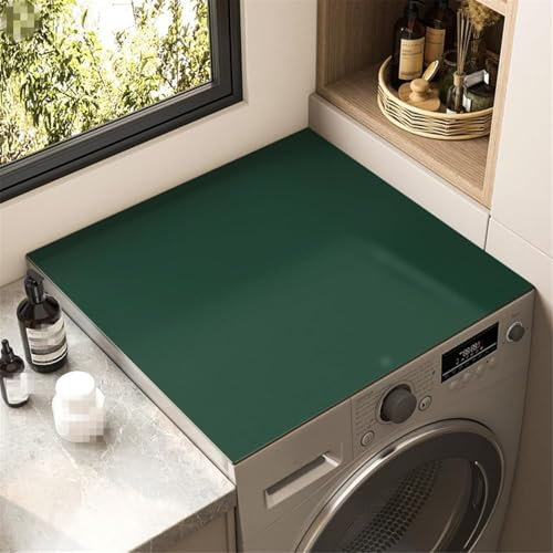 Odot Housse de Machine à Laver Top 60x60cm Couleur Unie, Antidérapant Housse de Machine à Laver pour Machine à Laver ou Sèche-Linge Buanderie Réfrigérateur Cuisine (Vert Foncé)