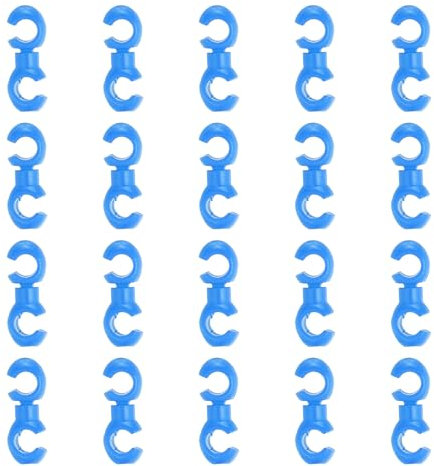 PATIKIL MTB Bike Brake Cable Clasp, 20pcs Rotatable Bicycle S-Hook Style Clip Cross Line Brake Gear Housing Cable Hose Guide for MTB Bicycle Road, Blue