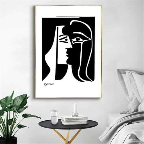 Pablo Picasso Beso carteles e impresiones mujer abstracta cara lienzo pintura blanco y negro pared cuadro modular decoración del hogar 50x70cm sin marco