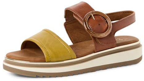 MARCO TOZZI Damen Sandalen flach aus Leder mit Klettverschluss