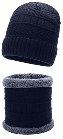 Mütze, Handschuhe, Schal, Set für Herren und Damen, Halswärmer, kaltes Wetter, Geschenk-Set für Winter, Mütze, Halstuch, Jungs, Gesicht, Schneeanzüge, Schal, Handschuhe, navy, Einheitsgröße