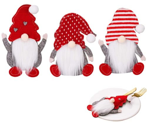 Decoracion de Mesa Navidad, Bolsita para Cubiertos de Navidad,Bolsas Cubiertos de Navidad Adornos Bolsa Porta Cubiertos Navideños Papá Noel, Bolsita para Cubiertos de Navidad Decoración de Mesa