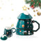 Tasse de Noël, tasse de sapin de Noël, en céramique, 350 ml, tasse à thé, jus, lait, tasses de Noël avec couvercle, motif d'arbre de Noël créatif, pour anniversaire, Noël, filles, garçons (vert)
