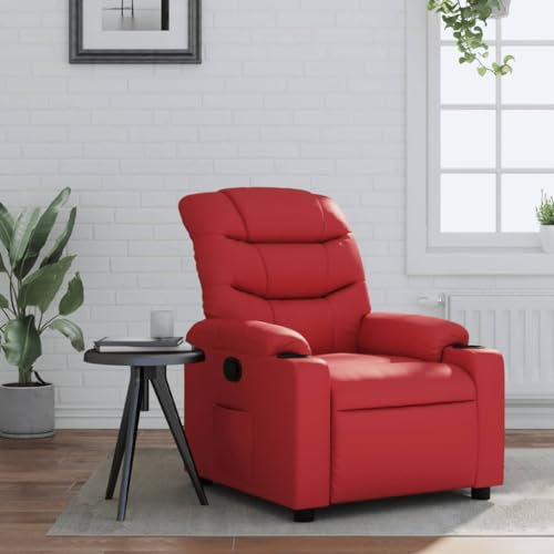 HEFZGDB Relaxsessel Rot Kunstleder Esszimmerstühle Sessel Wohnzimmer Gartenstühle Geeignet für Wohnzimmer, Garten, Terrasse.