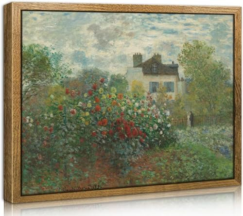 TOARTi Vintage Leinwand Bilder mit Rahmen,30x40cm Klein Wandbilder Wohnzimmer,Claude Monet Garten Bild,Wanddeko Schlafzimmer Gemälde Badezimmer Büro Zimmer Esszimmer