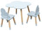 Rebecca Mobili Set Tisch und Stühle für Kinder, Stühle und Tisch für Kinderzimmer, hellblau, braun, MDF, Kiefer, für Spielzimmer, Kindergarten – Maße: 44 x 60 x 60 cm / 50 x 25 x 25 cm – Art. RE7141