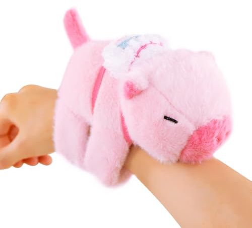 MEZHEN Rosa Braccialetti Slap Capybara Bracelets Peluche Capybara Carini Peluche Bracciali a Scatto Festa di Compleanno Braccialetto Noël Pasqua