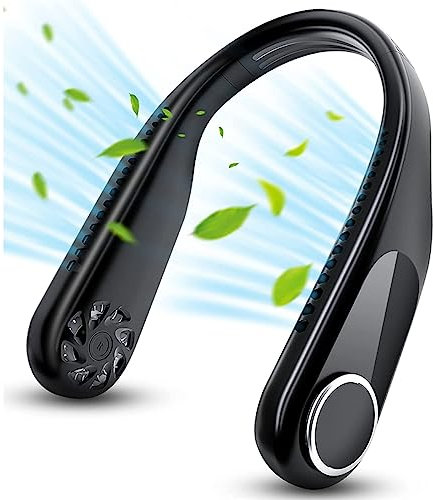 Portable Neck Fan,Hand Free Personal Neck Fans for Your Neck Portable Rechargeable Neck Fan,Wearable Long Working Time Neck Cooling Fan,Adjustable 3 Speeds,Quiet Operation,Black (Black)