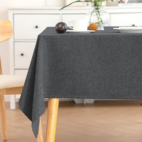 AMFUN Leinendeckeoptik Tischdecke, Tischdecke Abwaschbar, Grau Tischdecken 160x130cm, Abwischbare Tischtuch für Wohnzimmer, Esszimmer, Balkon, Garten