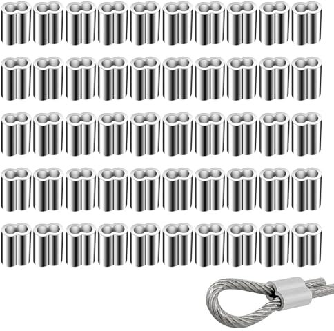 Manicotti In Alluminio Per Cavo, 50 Pezzi 4mm Morsetti Per Funi In Alluminio, Morsetto Maniche Per Cavo, Per Il Fissaggio Di Corde, Catene Per Cani