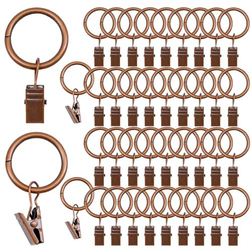 Ennoxwi 40 Stück Gardinenringe Set – 25mm Metall Vorhangringe mit Clips für Tür Fenster Duschvorhang