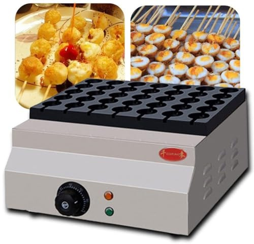 HCZKIUJY Commercial Takoyaki Machine,Grilled Quail Egg Skewers Machine, Fish Balls Takoyaki Skewers, 35-Hole Octopus Barbecue Tray, Electric Stainless Steel Non-Stick Baking Mold