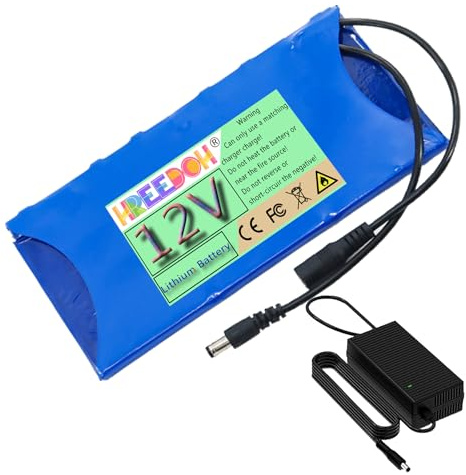 FREEDOH Polymer Lithium Battery 12V Rechargeable Lithium Ion Battery 12V 5Ah 10Ah with Charger for 50W 100W 150W Motor Kit,12V10Ah