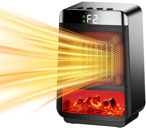 Anluomania 800/1500W Radiador Eléctrico Portátil, Calefactor Eléctrico Bajo Consumo, 1/2/4/8 h Temporizador, Pantalla LED, Protección contra Sobrecalentamiento/Dumping, para Oficina Dormitorio