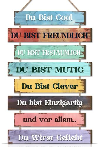 CHDITB Insirierende Wandbild,Schilder Mit Sprüchen,Bunte Motivierende Familienregeln Lebenseinstellung,Familienregeln Schild Sprüche,Du Bist Cool Familien Wanddeko,Jugendweihe Deko Mädchen Jungen