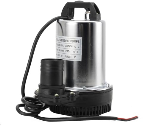 Tauchpumpe 12V Schmutzwasserpumpe Entwässerungspumpe 160W 6000L/h Förderpumpe Schmutzwasserpumpe Brunnpume Wasserpumpe Edelstahl Baupumpe