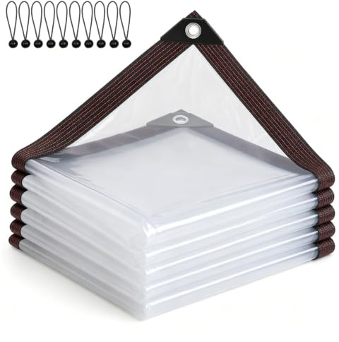 Lona impermeable transparente con ojales, 2,5 x 3 m, lona transparente para exteriores, impermeable, transparente, para terraza, gallinero