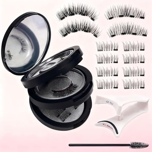 Magnetische-Wimpern Set Mit Applikator, 3 Stile, 3D Wimpern Magnetisch, Wiederverwendbare, Wasserdicht, Für Tägliches Make-Up, Dating, Party