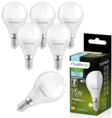 Lumiled LED Leuchtmittel E14 P45 10W ersetzt 75W 1100lm 6500K Kaltweiß 230V 180° Abstrahlwinkel Nicht Dimmbar Tropfenform Energiesparlampe 6er Set – LED Birnen in kleiner Kugelform