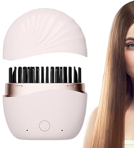 Alisador De Pelo Cepillo Alisador Inalámbrico Recargable | Plancha Viaje 2 Velocidades Control Temperatura para Pelo Corto Largo Rizado Ondulado Estilo Playa Salon Casa