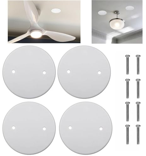 4PCS Round Blanking Plate Covers,Blanking Plate,Ceiling Hole Cover,Ceiling Cov-Er Pla-Te,Plastic Flat Blank Pla-Te Wall Hole Co-Ver,For Outlet Cap,Llight Switch,Electrical Panel(With Screw,White,11cm)