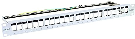 InLine 76824A Patchfeld Cat.6A 24-fach, Keystone Snap-In Leerblech Patchpanel, 19, 1HE, lichtgrau RAL7035