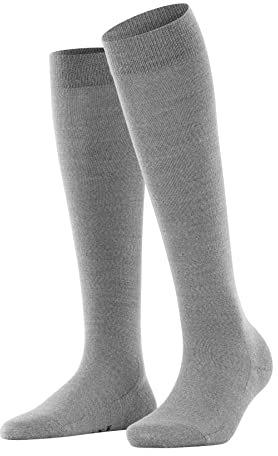FALKE Damen Kniestrümpfe Softmerino W Kh Wolle Baumwolle lang einfarbig 1 Paar, Grau Light Grey Melange 3830, 35-36