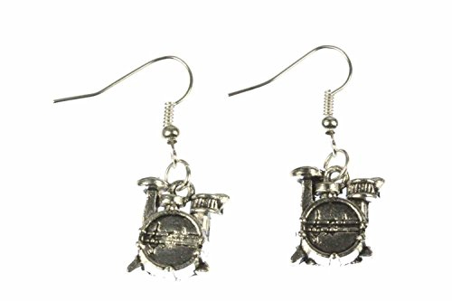 Miniblings Schlagzeug Ohrringe Hänger Drummer Drums Musik Musiker Trommel - Handmade Modeschmuck I Ohrhänger Ohrschmuck versilbert