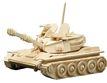 Pebaro 862 Holzbausatz Panzer, 3D Puzzle Fahrzeug, Modellbausatz, Basteln mit Holz, Holzpuzzle, Bastelset, vorgestanzte Holzplatte, ausbrechen, zusammenstecken, fertig, Geschenkidee