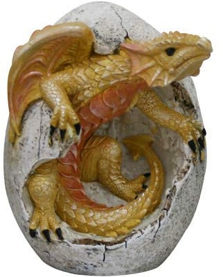 4.75 Inch Yellow Dragon Hatchling in Egg Casing Statue Figurine