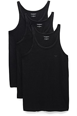 Emporio Armani Herren 3-Pack Tank Top Regular Fit Unterhemd, schwarz, Mittel (3er Pack)