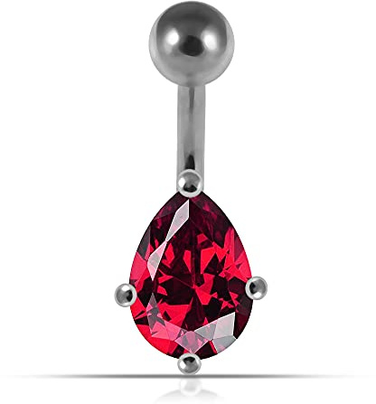Monster Piercing Roten Teardrop CZ Stein Sterling Silber Bauch Bars Piercing