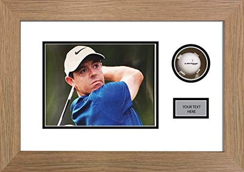 Kwik Picture Framing Ltd Signed golf ball display case White Mount - Oak Frame