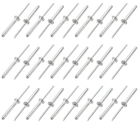 sourcing map 30Stk. Aluminum/Stahl Offenes Ende Blind Nieten 4mm x 30mm