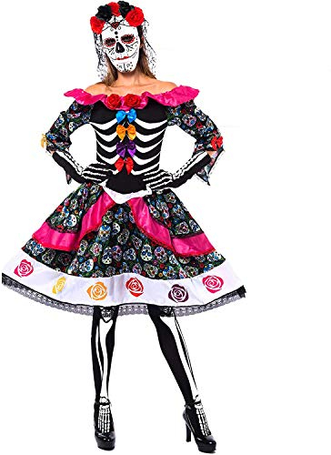 Spooktacular Creations Damen Tag der Toten Spanisches Kostüm Set für Halloween Damen Dress Up Party, Dia de Los Muertos (Medium, Multicolor)