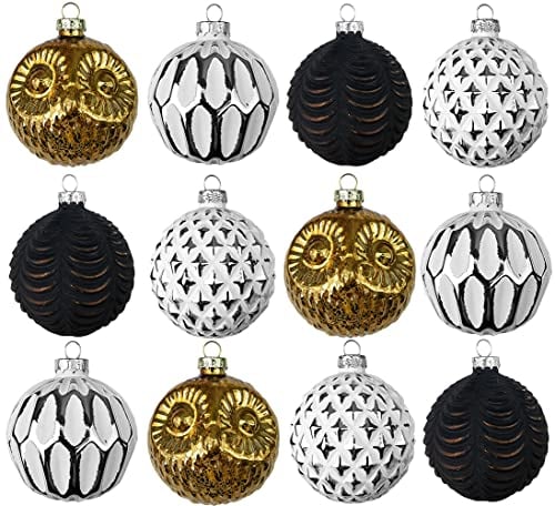My-goodbuy24 12er Set Luxus Weihnachtskugeln Echtglas Glaskugeln Weihnachten weihnachtsdeko Christbaumkugeln Set O 8 cm Bronze Gold Silber