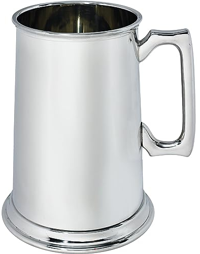 I LUV LTD Zinn Krug 3 Pint Riesiger Gerader Stil Quadratischer Griff Rein Schwer Messgerät Bier Krug Perfekt zum Gravieren Personalisierte Geschenke für Männer und Frauen