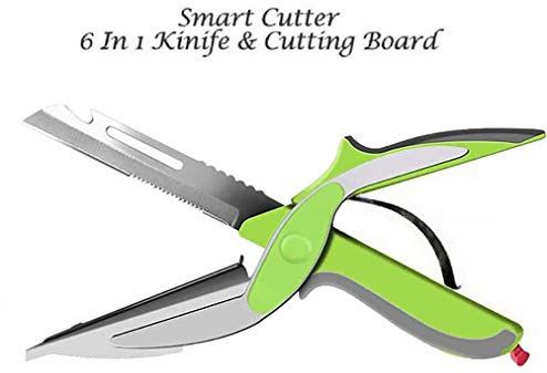 Cutter Coltello e Forbice da Cucina 6 funzioni in 1 con Tagliere Incorporato