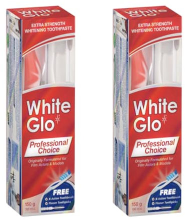 2 Packs White Glo Extra Strength Whitening Toothpaste Professional Choice 150 Gr