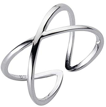 925 Sterling Silber Offener Criss Cross X Ring Poliert Verstellbar Verlobung Ehering Finger Wrap Ringe Minimalistischer Modeschmuck