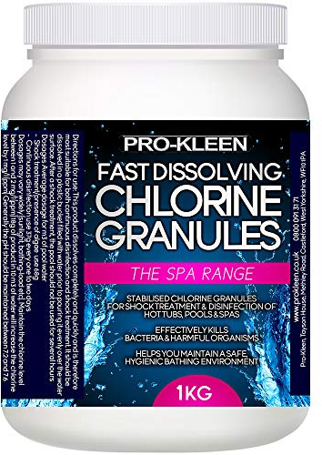 Pro-Kleen Fast Dissolving Stabilised Chlorine Granules - Sanitises Pool Water to Remove Germs and Bacteria - Suitable for all Hot Tubs, Spas & Whirlpools (1 KG)