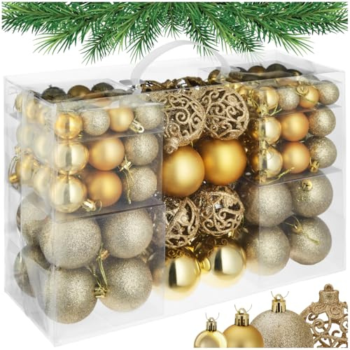Boules de Noël dorées, 100 pièces, Boule de Noel 3 Tailles