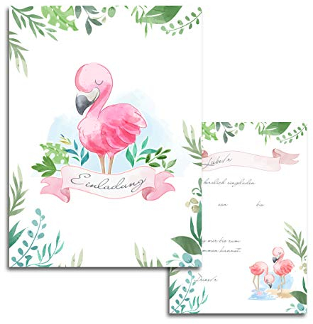 10x Kinder Einladungskarten Einladung Kindergeburtstag Flamingo Mädchen 10x15 cm Party Geburtstag