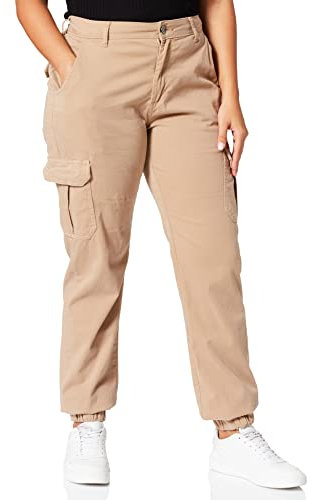 Urban Classics Damen Hose Ladies High Waist Cargo Pants softtaupe 33