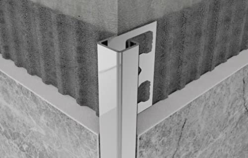 MED Profili Pavimenti e Rivestimenti, Profilo Jolly ad Angolo, Acciaio Inox, Alluminio e Plastica, (Profilo Cubo Quadrato Acciaio Inox Opaco h 10mm barra Mt 2,5)